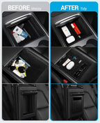 Motrobe 3PCS Tesla Model Y Model 3 Center Console Organizer Tray [Anti-Rattle Flocked] Armrest Hidden Storage Box Model Y 2021-2024 Model 3 2021-2023 Accessories [Not Fit 2024 Model 3 Highland]