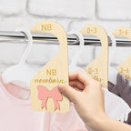 R HORSE Wooden Baby Closet Dividers - 8Pcs 3D Coquette Pink Bow Baby Closet Organizer Double-Sided Newborn Clothes Size Hange