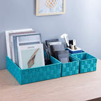 Posprica Woven Storage Baskets for Organizing, Small Black Baskets Cube Bin Container Tote Organizer Divider for Drawer, Clos