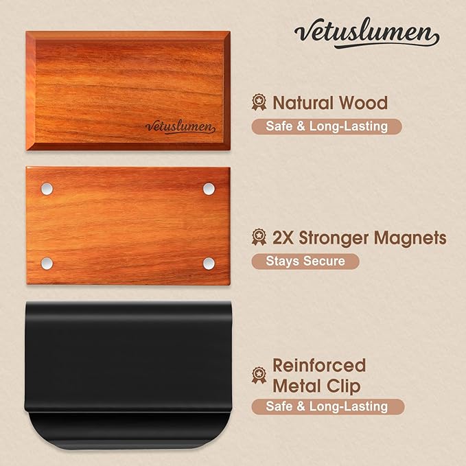 Car Air Freshener - 3 Pack (Amber-Teak-Pine) Wooden Air Freshener, Natural Essential Oil Scents - Metal Clip Included