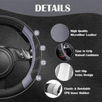 CAR PASS Line Rider Microfiber Leather Sporty Steering Wheel Cover Universal Fits for 95% Truck,SUV,Cars,14.5-15inch Anti-Sli