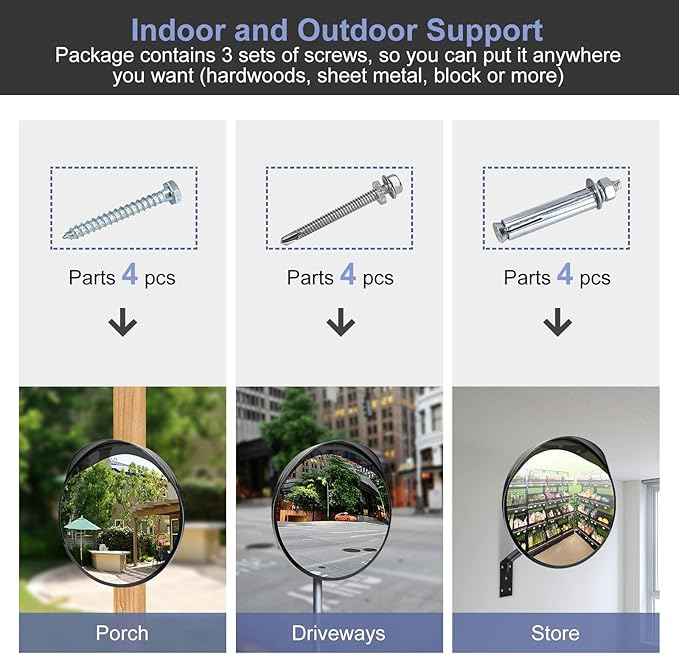 moveland Convex Security Mirror - 16 Inch Adjustable Wide View, Acrylic Shatterproof for Traffic, Parking, Driveway, Store, Garage, Warehouse, Blind Spot - Support Indoor and Outdoor