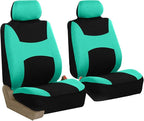 FH Group Front Set Cloth Car Seat Covers for Low Back Car Seats with Removable Headrest, Universal Fit, Airbag Compatible Sea