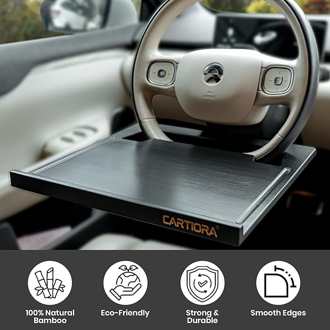 Essential Steering Wheel Tray - Car Table for Meal, Multipurpose Steering Wheel Table for Travelers, Table and Laptop Holder, Laptop Tray for Work