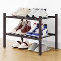 Smiry Shoe Rack, 2 Tier Small Bamboo Shoe Organizer, Stackable Free Standing Wooden Shoe Storage Shelf for Closet, Entryway, 