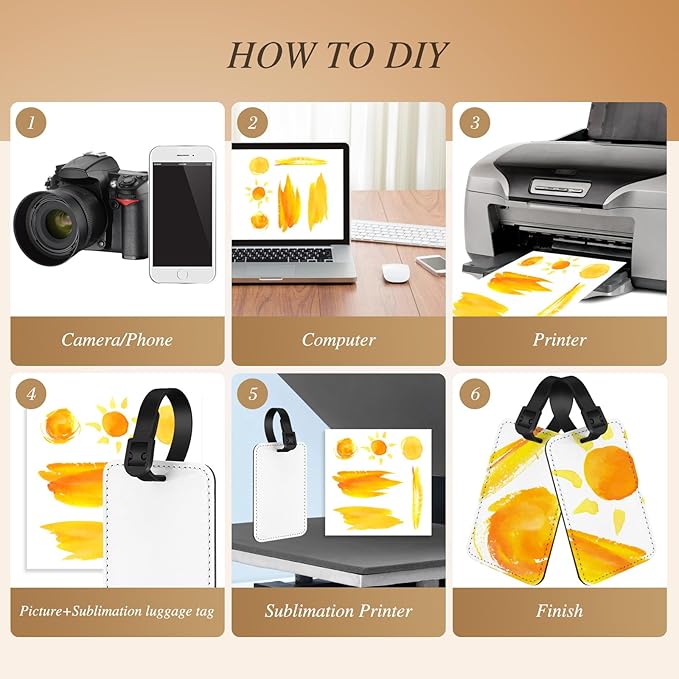 Frienda 72 Pieces Sublimation Luggage Tags Bulk PU Leather Name Label Blank Suitcase Heat Transfer Bag Card Business ID Card 