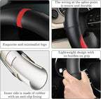 Black Red Car Steering Wheel Cover, Nappa Leather, Bottom Color Blocking, Universal 14.5-15 Inch Leather Anti-Slip Breathable