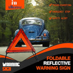 Warning Safety Triangle Kit, Emergency Roadside Warning Reflective Triangle 3 Packs with 2 LED Road Flare Light, Foldable wit