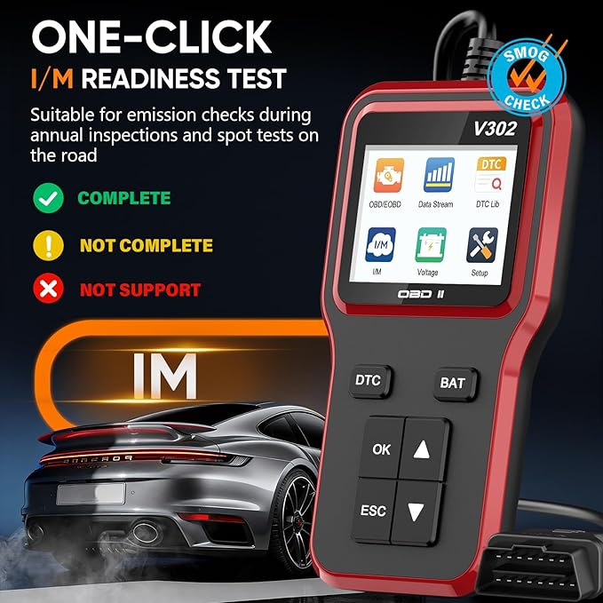 OBD2 Scanner with Battery Tester - Vehicle Code Reader for Check Engine Light, Plug and Play, Car Scanner Diagnostic Tool for