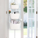 Hanging Storage Baskets, Over the Door Basket, Cotton Wall Baskets Storage, Hanging Door Basket with 4 Hooks
