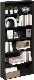 Furinno Basic Book Shelf, 6-Tier Bookcase with Open Shelf, Bookshelf, Cube Storage Organizer, 7 x 24 x 53, for Living Room, B