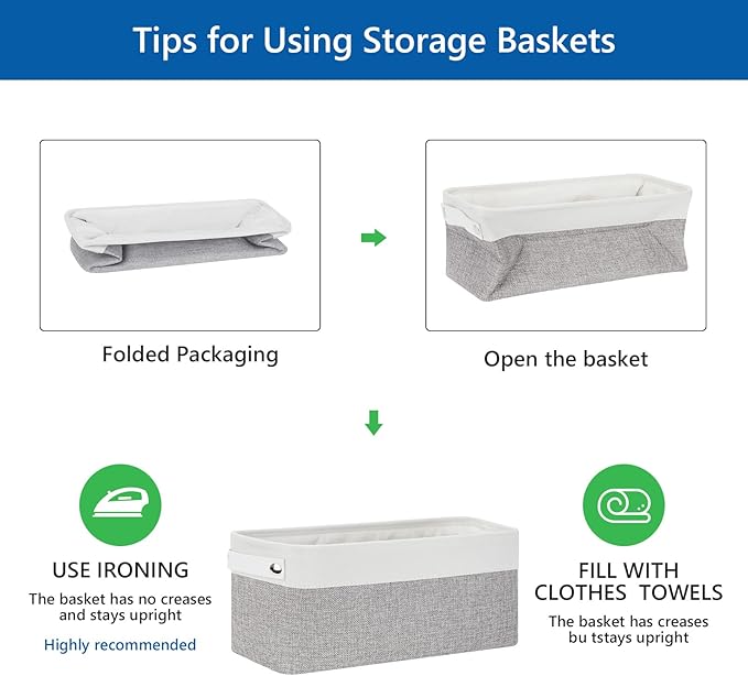Bidtakay Small Bins for Organization Fabric Baskets for Toilet Paper Storage [4-Pack] Collapsible Narrow Baskets for Towels S