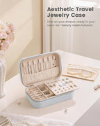 Lolalet Travel Jewelry Case for Women Girls, Travel Jewelry Organizer with Clear Storage Bag Small Portable Jewelry Box for N