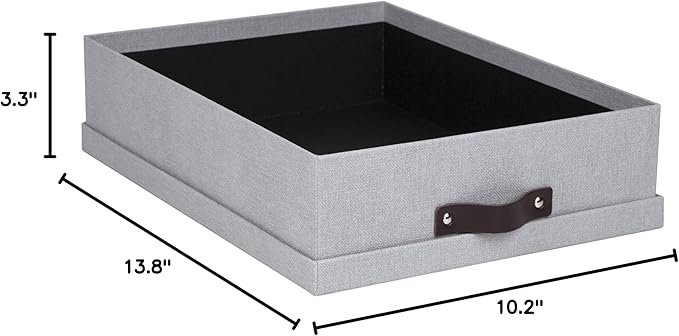 Bigso Oskar Canvas Fiberboard Document Letter Box - File Organizer Box for Important Paperwork - Document Storage with a Lid 