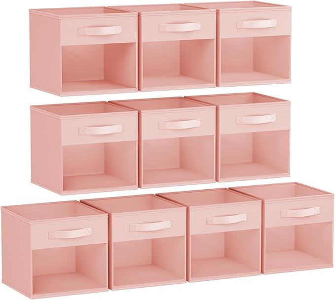 DIMJ Storage Cubes, Cube Storage Bin, 10 Pack Foldable Baskets with Window, Closet Storage Bins with Handle, 11x 11 inch Stor