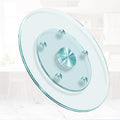 28'' Glass Lazy Susan Turntable Dining Table, 360° Large Round Serving Plate Tabletop Rotating Tray with with 6 Elegance Assi