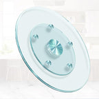 28'' Glass Lazy Susan Turntable Dining Table, 360° Large Round Serving Plate Tabletop Rotating Tray with with 6 Elegance Assi