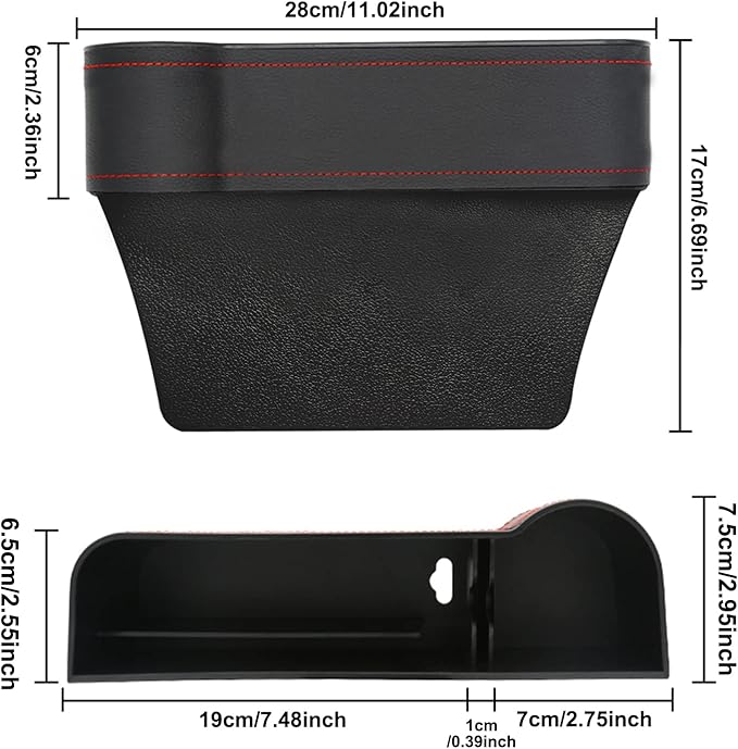 2 Pack Car Seat Gap Filler,Multifunctional PU Leather Car Storage with Cup Holder Front seat Automotive Consoles Organizers Storage Box Front Seat for Men Driver and Passenger Side (for 2 Sides)