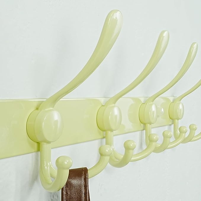 Dseap Coat Rack Wall Mounted - 5 Tri Hooks, Heavy Duty, Stainless Steel, Metal Coat Hook Rail for Coat Hat Towel Purse Robes 