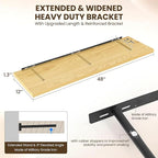 Dreamland 48" Floating Shelves for Wall, 12" Deep Slim Oak Floating Shelves, Wall-Mounted Shelves for Bedroom, Living Room, K