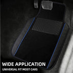 NBTEPEM Waterproof Universal Fit Car Floor Mats, Faux Leather Sporty Car Carpet Mats with Anti-Slip Nibbs Backing & Driver Heel Pad Fit for SUV, Vans, Sedans, Trucks, Set of 4 (Black with Blue line)