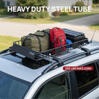 Bonnlo 250lbs Extendable Rooftop Cargo Carrier,64 * 39 * 6inch Universal Roof Rack Basket with Rubber Net,Storage Bag,Straps,for SUV/Truck/Van