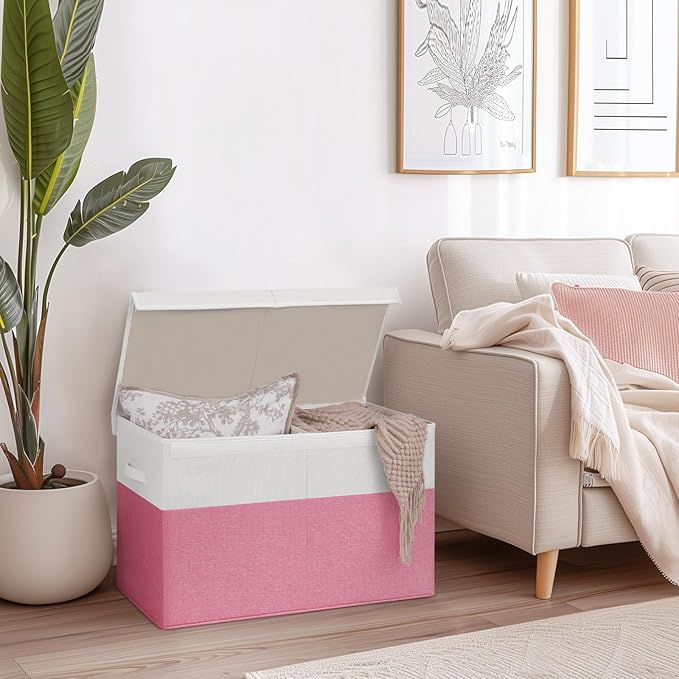 INDRESSME 25"x13"x16" Large Toy Storage Box with Lid, Collapsible Storage Organizer Baby Toy Storage for Kids Boys Girls, Toy