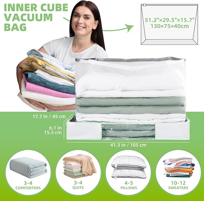 TAILI Under Bed Comforters Storage Container, Save 80% Space, Large Capacity Foldable Under Bed Storage Box for Quilts Pillow