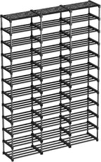Mavivegue 3 Row 12 Tiers Shoe Rack, Large Storage Space, Metal Shoe Rack Organizer for Entryway, Closet, Bedroom, Garage,Blac