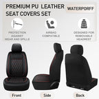 CAROMOP Faux Leather Car Seat Covers 2 Front Set,Luxury and Comfortable Seat Covers for Cars, Airbag Compatible Car Interior 