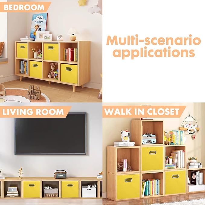 ShellKingdom Storage Bins, Foldable Fabric Storage Cubes And Cloth Storage Organizer Drawer with Metal Handle For Closet And 