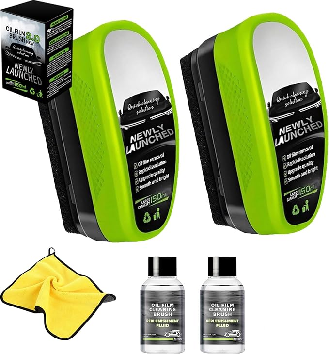 Car Windshield Cleaner, 120ml Reusable Automotive Oil Film Cleaning Brush - Preserve Clarity, Immediately See the Effects,Per