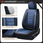 Coverado Car Seat Covers Full Set, Nappa Leather Seat Covers for Cars, Car Seat Protector Car Seat Cushion, Front and Back Se