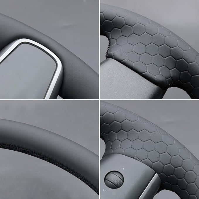 MEWANT Hand Stitched Steering Wheel Cover for Tesla Model 3 2017-2023 / Model Y 2020-2023 for Tesla Model 3/Y Accessories