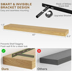 Fun Memories Floating Shelves for Wall, 40Inch Floating Shelves Set of 2, Hanging Shelf with Invisible Brackets, Wood Shelves