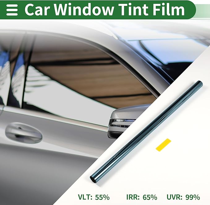 Motoforti Nano Ceramic Car Window Tint Film VLT 55% IRR 65% UVR 99% Dark Blue 14.76 ft x 35.43 Inch Privacy Film 2mil PET 1 Pc
