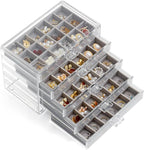 YUFONG Jewelry Organizer with 5 Drawers Clear Acrylic Earring Display Case Velvet Jewelry Storage Box Display Holder for Earr