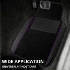 NBTEPEM Waterproof Universal Fit Car Floor Mats, Faux Leather Sporty Car Carpet Mats with Anti-Slip Nibbs Backing & Driver Heel Pad Fit for SUV, Vans, Sedans, Trucks, Set of 4 (Black with Purple line)