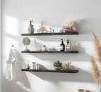 PHPH 36 Inch Wood Floating Shelves for Wall, Wooden Wall Shelves for Bedroom, Set of 4 Black