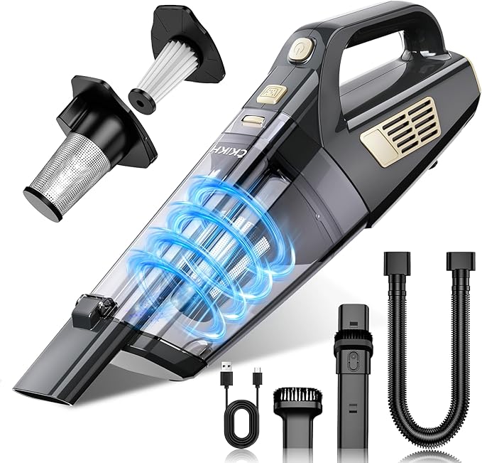 Handheld Vacuum Cordless, 15000PA Strong Suction Hand Held Car Vacuum Cleaner Portable with Multi-Nozzles & Washable Filter, 