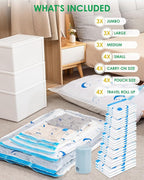 Travel Compression Bags, 25 Pack Vacuum Storage Bags with 1500mAh Rechargeable Battery, Vacuum Seal Bag for Space Saving Clot