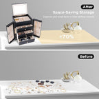 Dajasan Large Jewelry Box for Women, Jewelry Organizer Box with 3 Drawers, Jewelry Storage Organizer with Mirror for Necklace