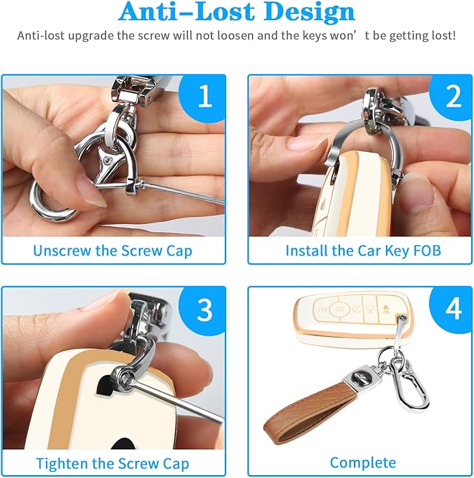 for Ford Key Fob Cover with Keychain, Soft TPU Key Case Shell Full Protection for Ford Explorer Fusion Escape Edge Expedition