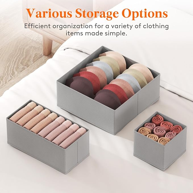 Lifewit Drawer Organizer Clothes for Closet 32 Pack, 3 Sizes Underwear Wardrobe Drawer Dividers, Fabric Foldable Dresser Stor
