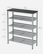 VASAGLE Shoe Rack for Entryway, 5-Tier Shoe Rack Organizer with Storage Shelves and Spacious Top, Freestanding, Adjustable, I