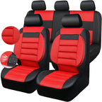 CAR PASS Leather 3D Foam Back Support Car Seat Covers Full Set Air Mesh Automotive Seat Covers, All Season Car Seat Cover Fit