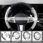 AUTOYOUTH Leopard Steering Wheel Cover - Bling Crystal Rhinestones Cheetah Print on Leather Non-Slip Breathable Design for Wo