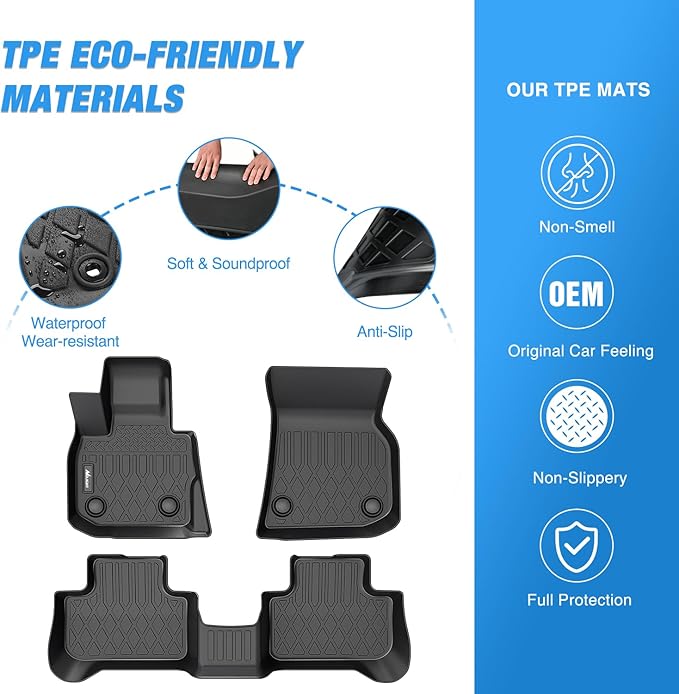 Nilight TPE Floor Mats for BMW X3 30i M40i 30e 2018 2019 2020 2021 2022 2023 2024/2019-2024 BMW X4 M M40i xDrive30i, All Weather Custom Fit Heavy Duty Floor Liners