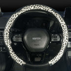KAFEEK Cream Leopard Steering Wheel Cover for Women, Universal 15 Inch Soft Microfiber Leather Car Wheel Protector, Aesthetic