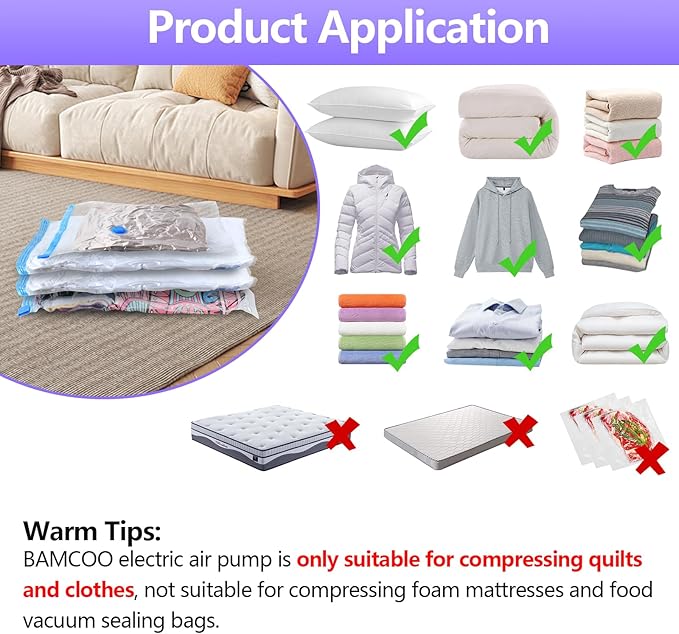 Electric Pump for Vacuum Storage Bags, Travel Vacuum Pump for Various Vacuum Seal Bags Portable Vacpack Air Pump for Compress